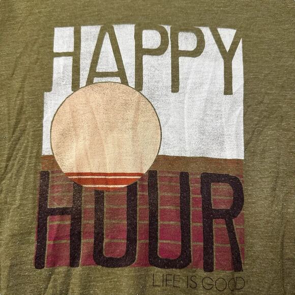 Life Is Good Green Happy Hour & Blue Sea La Vie Short Sleeve Tees Size large - Picture 9 of 14